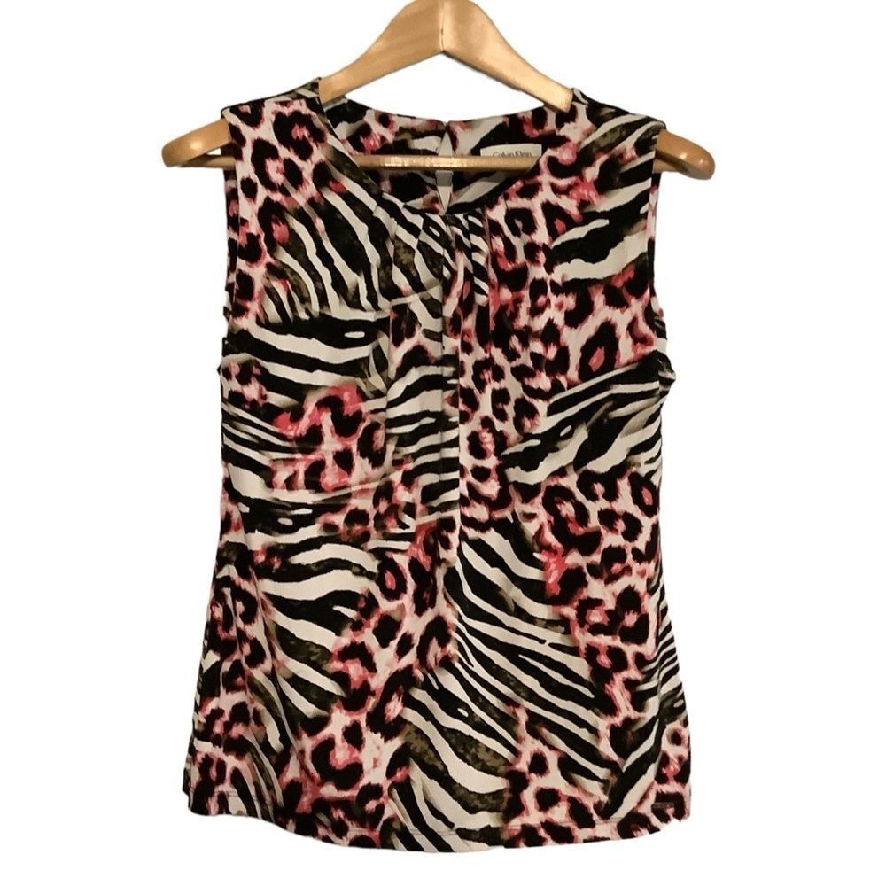 Calvin Klein animal print blouse size L